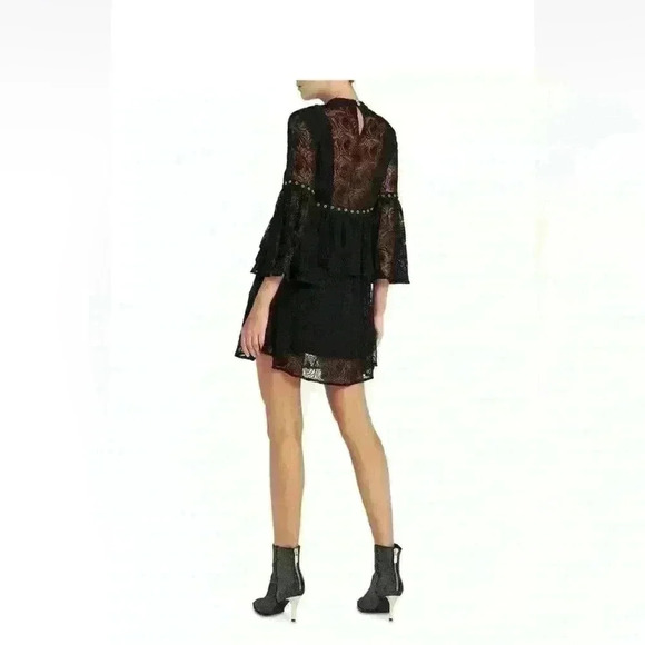 SASS & BIDE Layered Floral Lace Dress ROSE STORY Black Bell Sleeves SZ XXS - Picture 4 of 8
